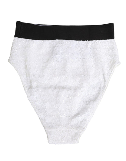 White Black Sequin High Waist Panty Underwear