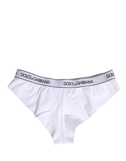 White Cotton Logo Waistband Brief Panty Underwear