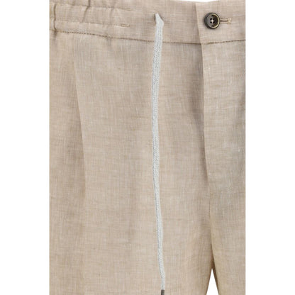 Beige Linen Casual Pants