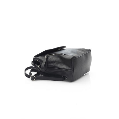 Black Leather Women Backpack