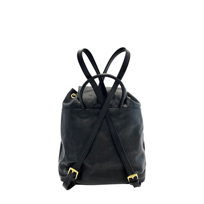 Black Leather Women Backpack