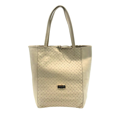 Beige Leather Women Shoulder Bag