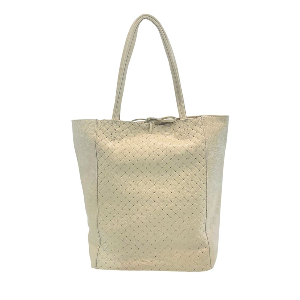 Beige Leather Women Shoulder Bag