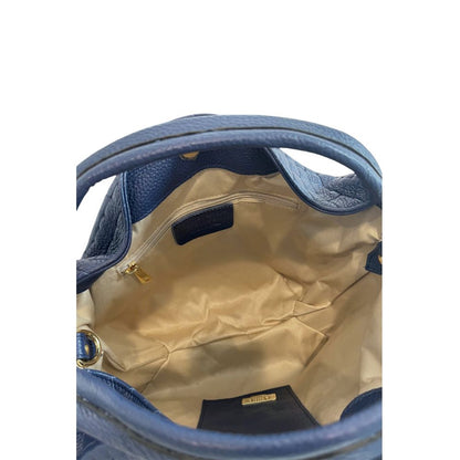 Blue Leather Women Handbag