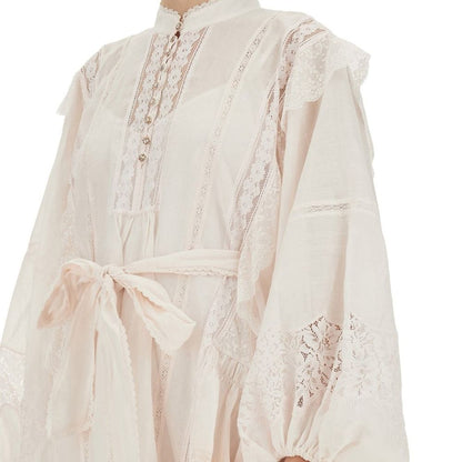 Beige Cotton Casual Dress