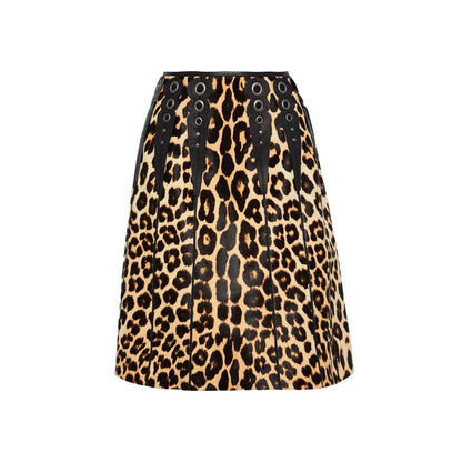 Brown Leather Midi Skirt