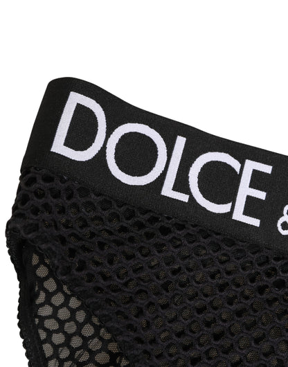 Black Cotton Mesh High Brief Panty Underwear