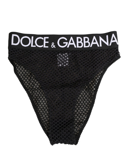 Black Cotton Mesh High Brief Panty Underwear