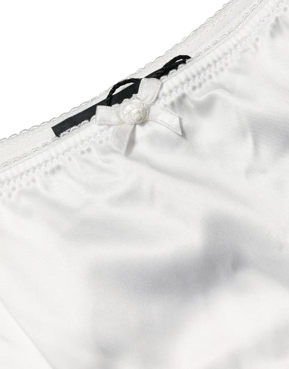 White Silk Stretch Mid Waist Brief Panty Underwear