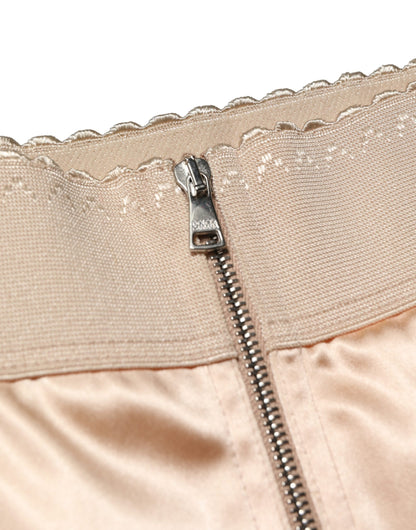 Beige Silk Blend High Waist Girdle Panty Underwear
