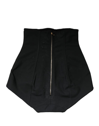 Black Silk Blend High Waist Girdle Panty Underwear