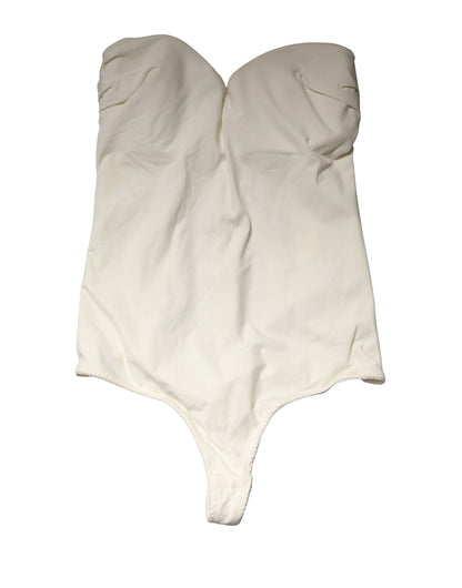 Off White Strapless One Piece Swimsuit Swimwear