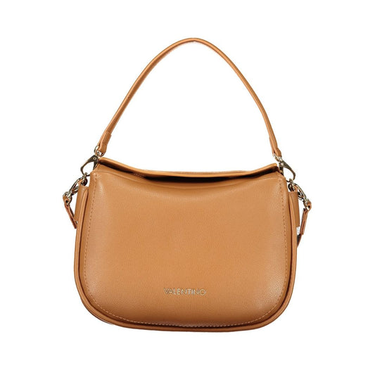 Brown Polyurethane Women's Bag with Removable Shoulder Strap