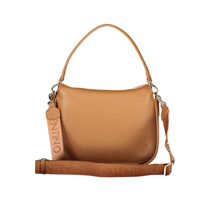 Brown Polyurethane Women's Bag with Removable Shoulder Strap