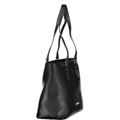 Nero Poliuretano Womens Bag with Internal Pocket and Phone Spaces