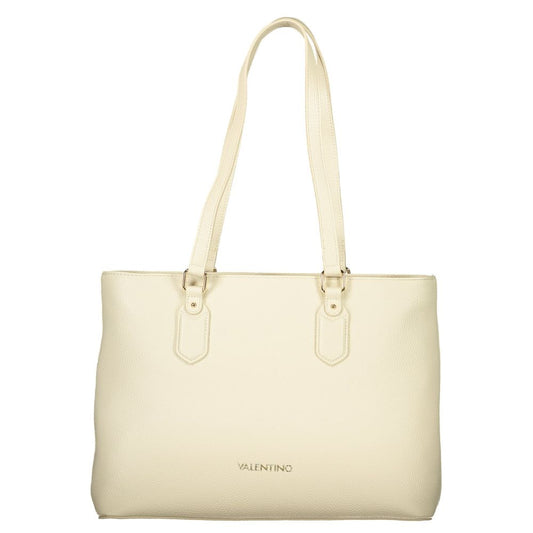 Beige Polyurethane Women's Shoulder Bag with Internal Pocket