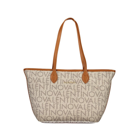 Beige Polyurethane Women's Shoulder Bag