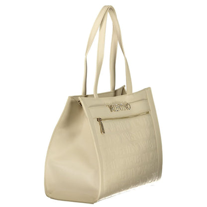 Beige Polyurethane Womens Bag With Multiple Pockets