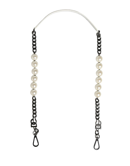 White Leather Silver Chain Bag Accessory Shoulder Strap