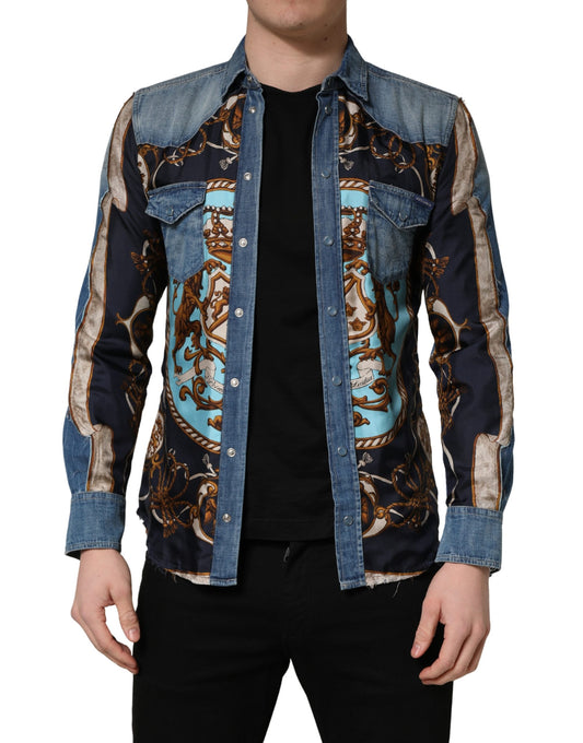 Blue Baroque Cotton Button Down Denim Shirt
