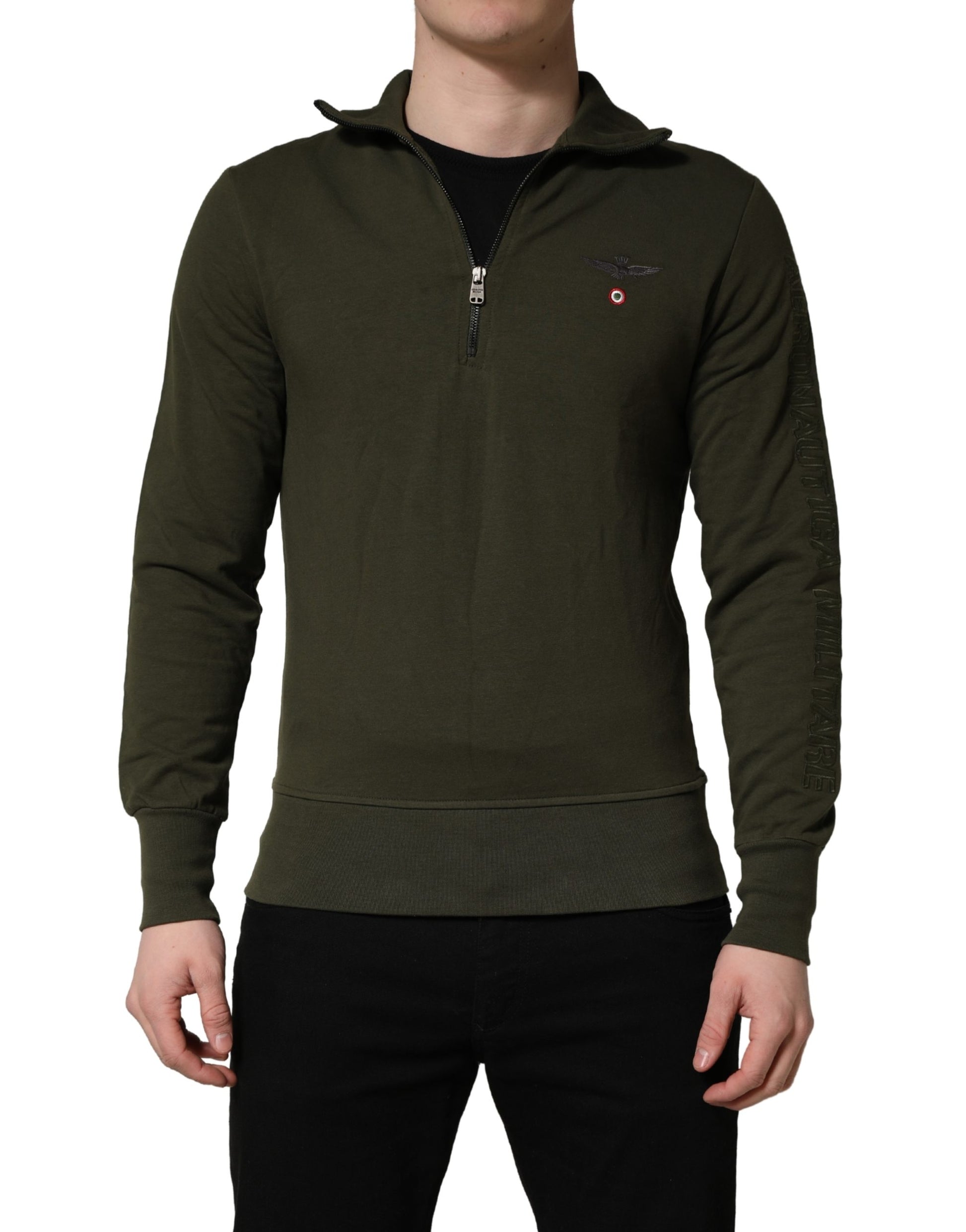 MilitaryGreen HalfZip Sweatshirt Sweater