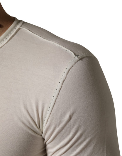 White Long Sleeves Henley Pullover Sweater