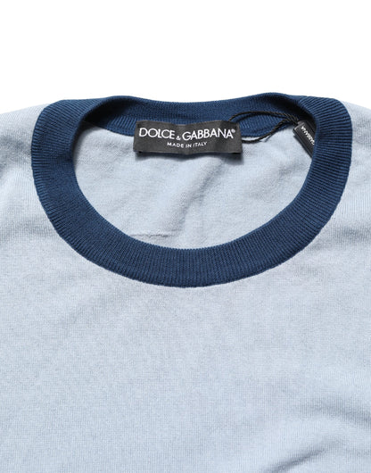 Blue Long Sleeves Crew Neck Pullover Sweater