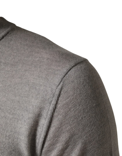 Gray Long Sleeves Crew Neck Pullover Sweater