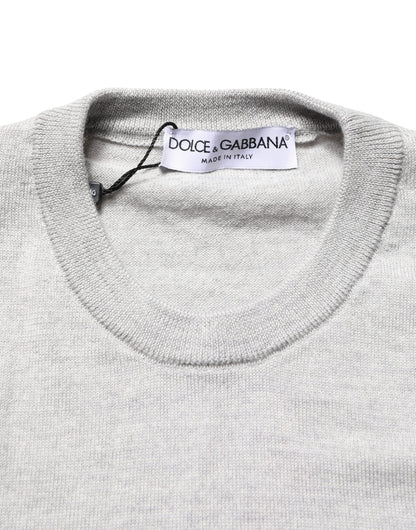 Gray Long Sleeves Crew Neck Pullover Sweater