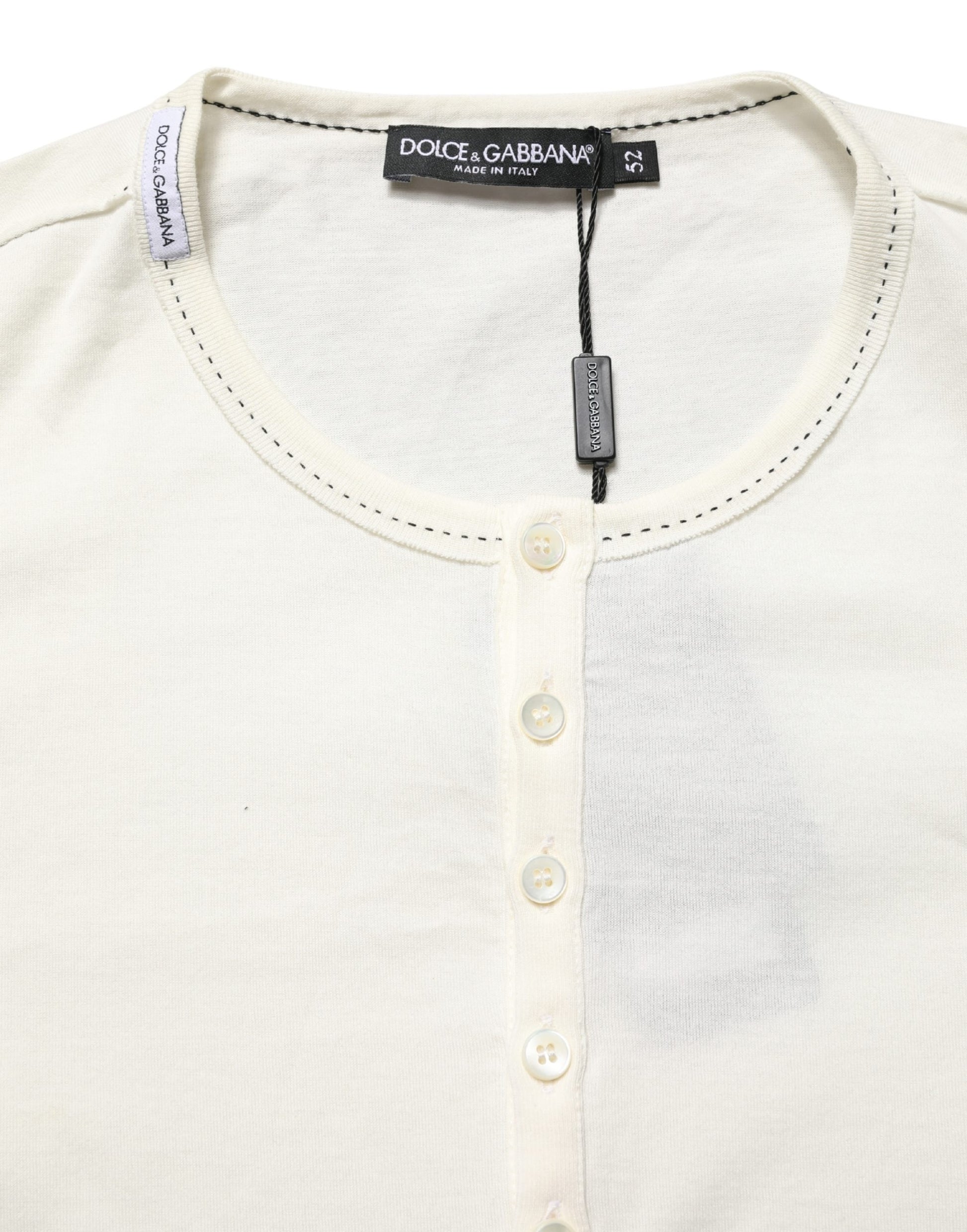 White Long Sleeves Henley Pullover Sweater