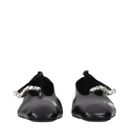 Black Leather Ballet Flats