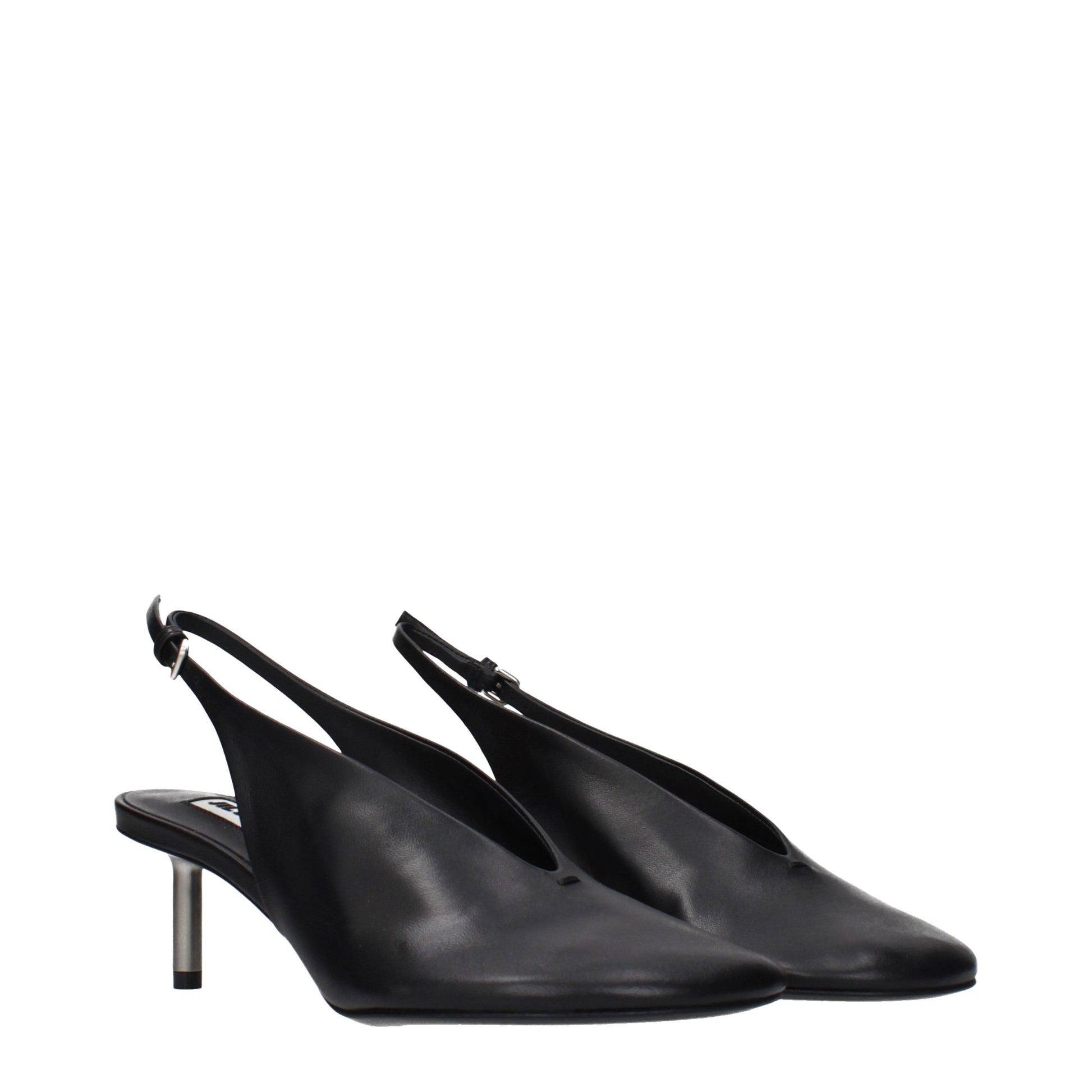 Black Leather High Heel Pumps