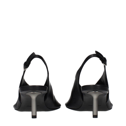 Black Leather High Heel Pumps