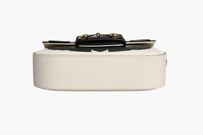 Gucci x Adidas Horsebit 1955 White Black Calfskin Leather Shoulder Bag