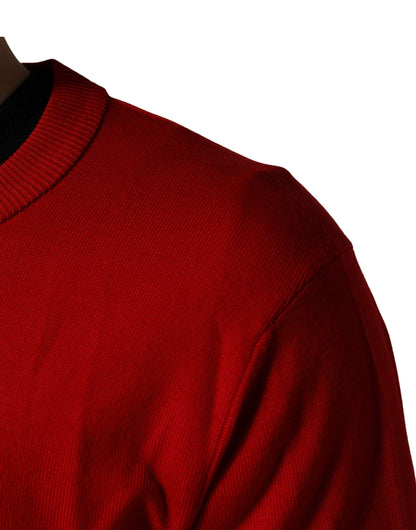 Red Eye Print Crew Neck Pullover Sweater
