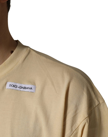 Yellow Logo Print Cotton Crew Neck T-shirt
