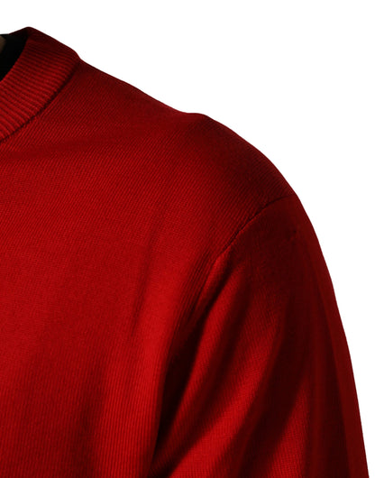 Red Eye Print Crew Neck Pullover Sweater