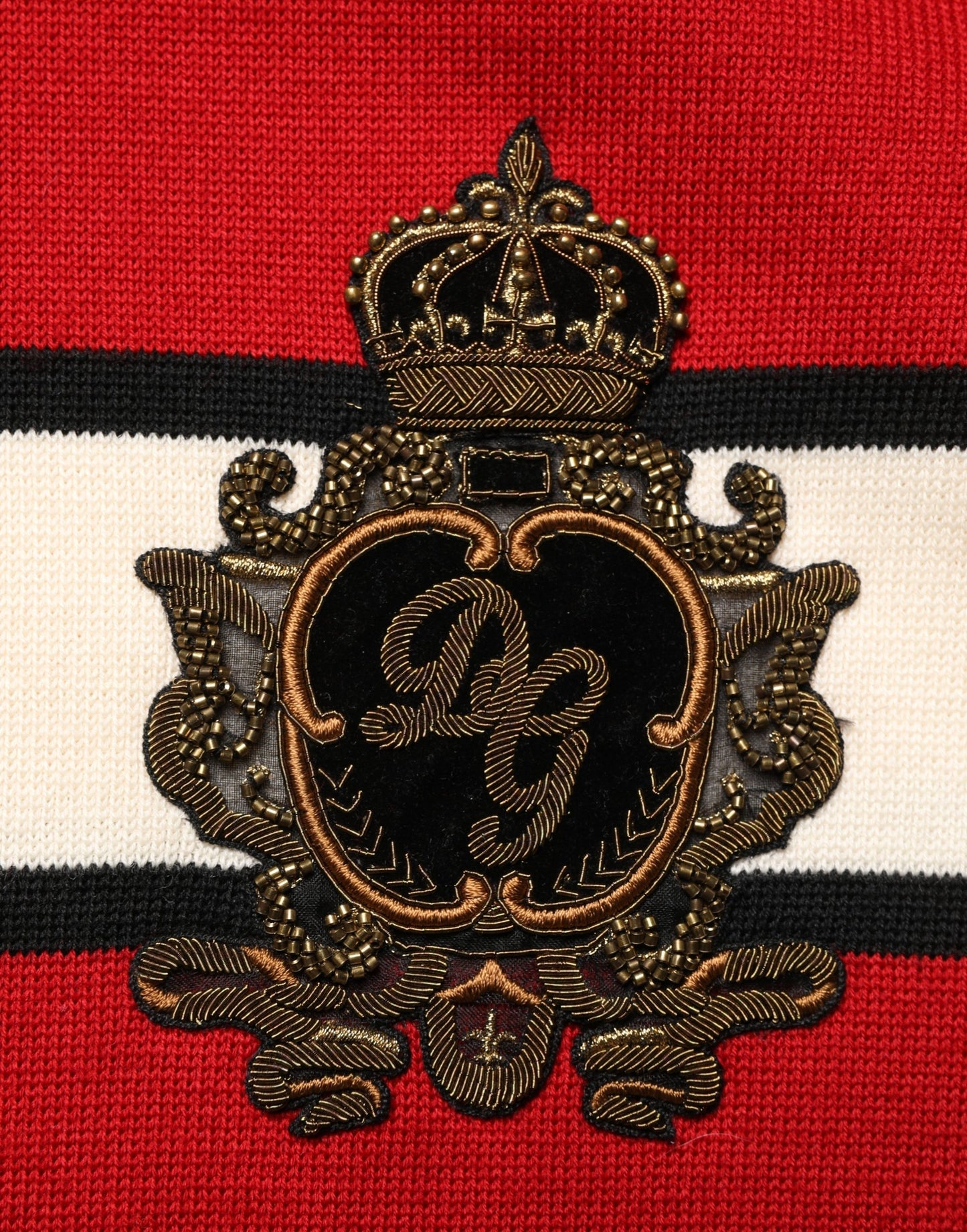 Red Wool DG Crest Crew Neck Pullover Sweater