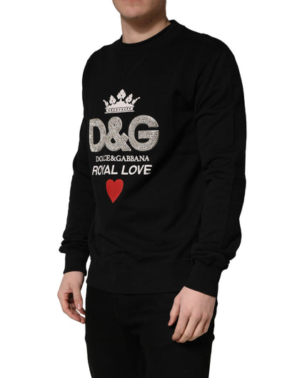 Black Embellished Cotton Sweatshirt Sweater