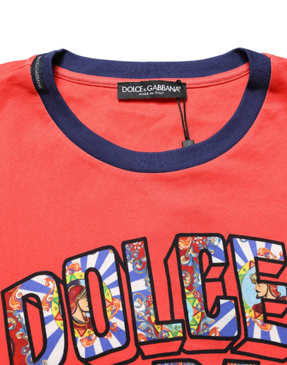 Orange Logo Print Cotton Crew Neck T-shirt