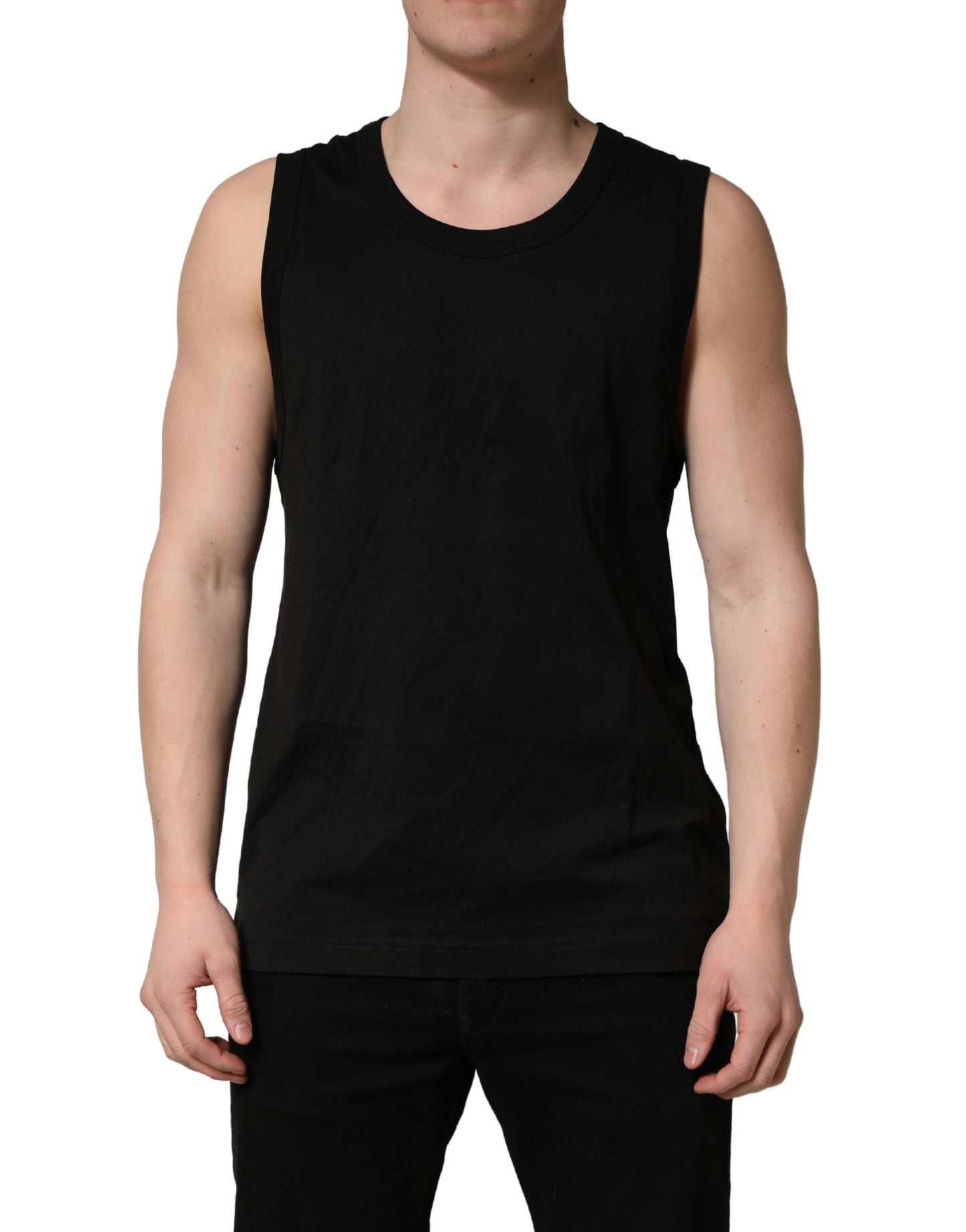 Black Cotton Sleeveless Men Tank Top T-shirt