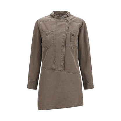 Brown Cotton Casual Dress