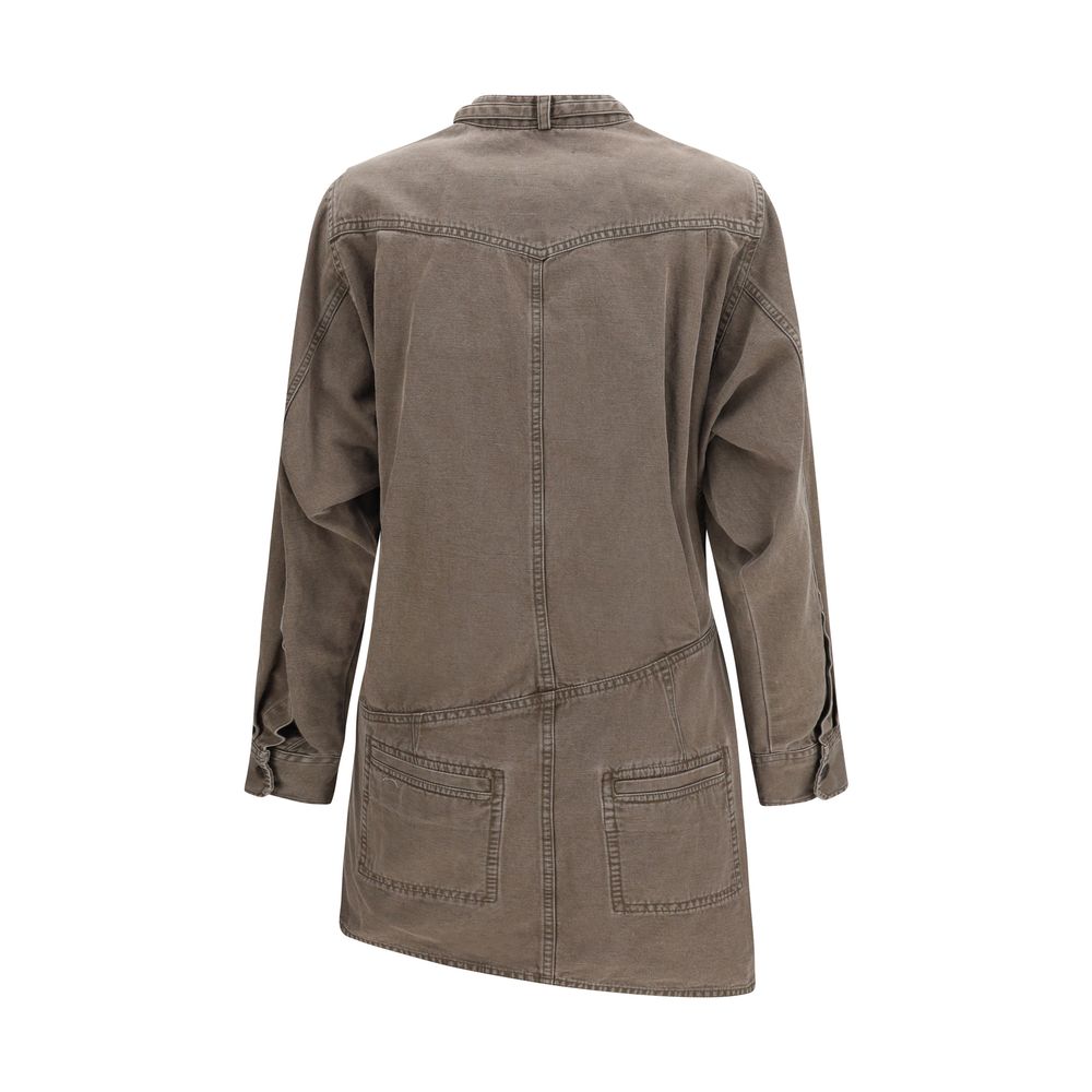 Brown Cotton Casual Dress