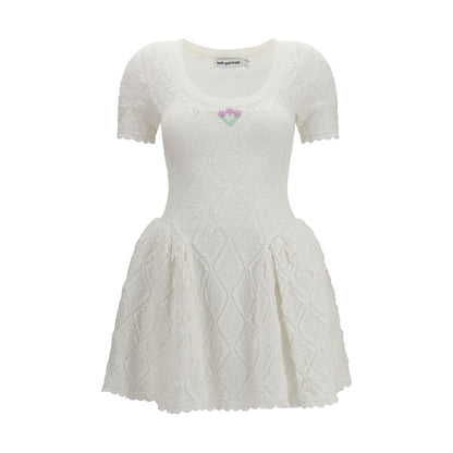 White Polyester Casual Dress
