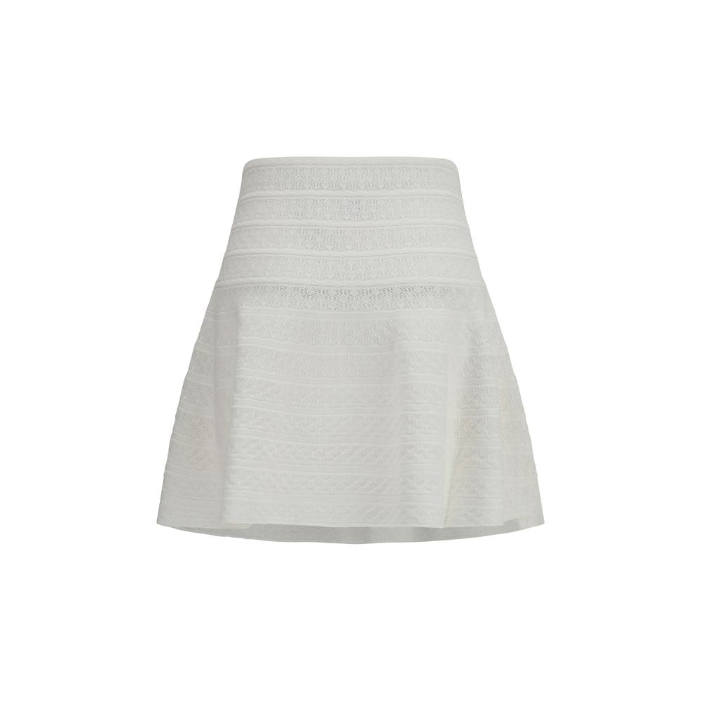 White Viscose Mini Skirt