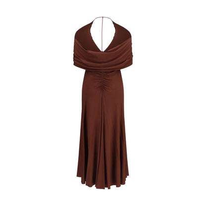 Brown Viscose Casual Dress