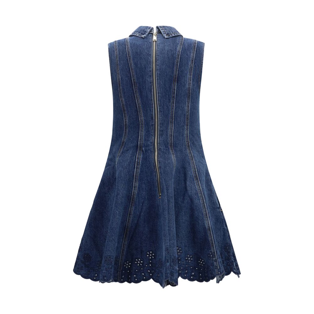 Blue Cotton Casual Dress