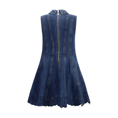 Blue Cotton Casual Dress