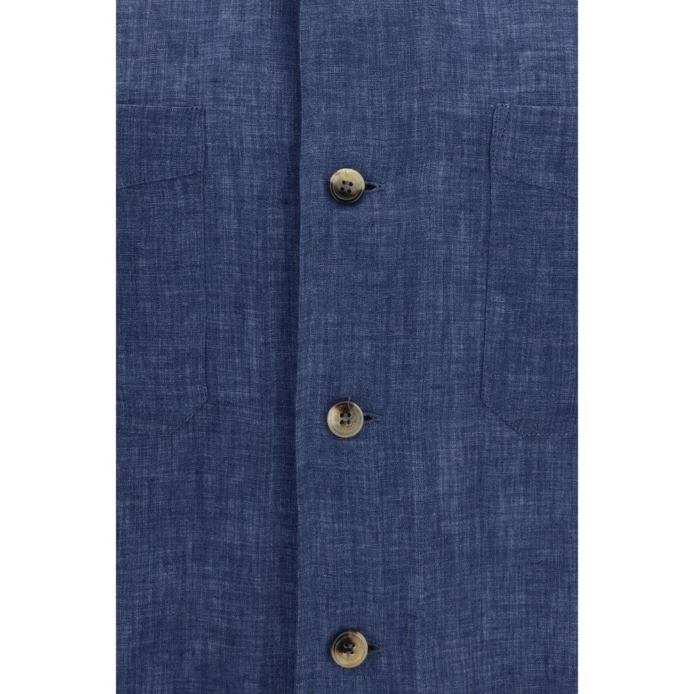 Blue Linen Blouse