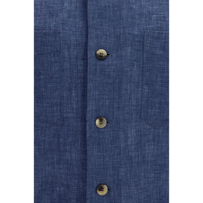 Blue Linen Blouse